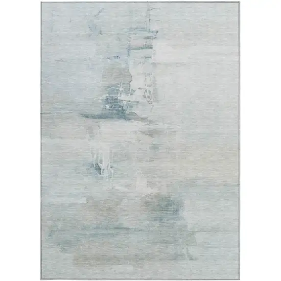 Sky Blue And Gray Abstract Washable Indoor Outdoor Area Rug Photo 1