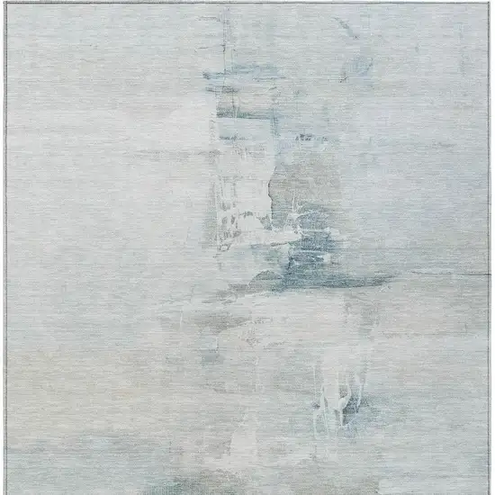 Sky Blue And Gray Abstract Washable Indoor Outdoor Area Rug Photo 9