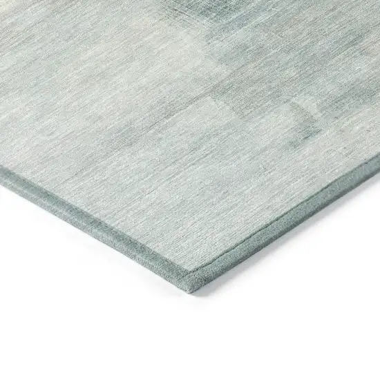 Sky Blue And Gray Abstract Washable Indoor Outdoor Area Rug Photo 6