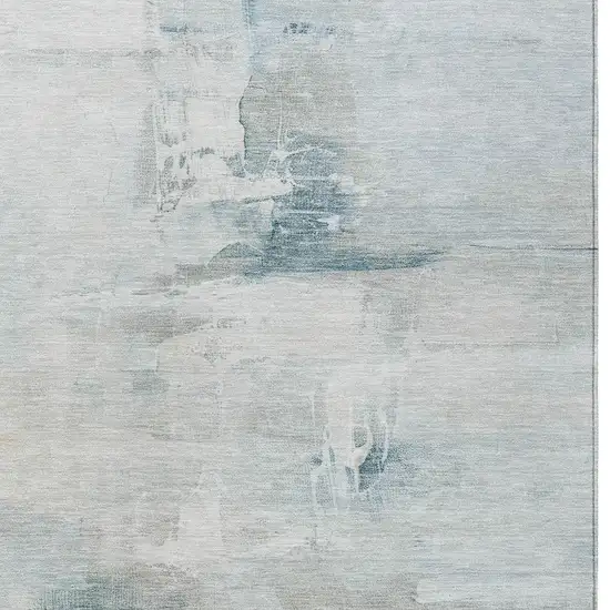 Sky Blue And Gray Abstract Washable Indoor Outdoor Area Rug Photo 6