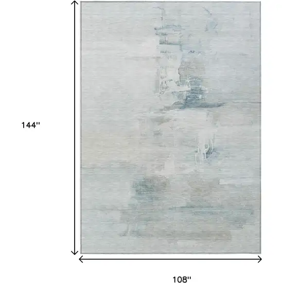 Sky Blue And Gray Abstract Washable Indoor Outdoor Area Rug Photo 9