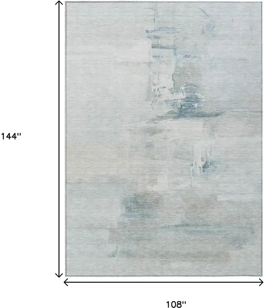 Sky Blue And Gray Abstract Washable Indoor Outdoor Area Rug Photo 9
