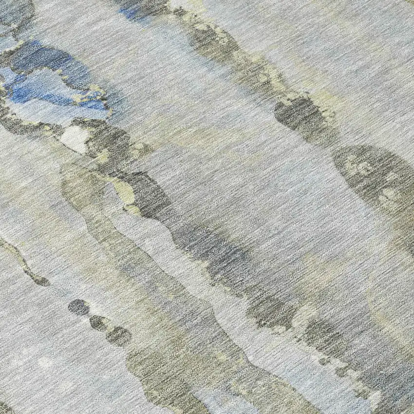 Sky Blue And Gray Abstract Washable Indoor Outdoor Area Rug Photo 3