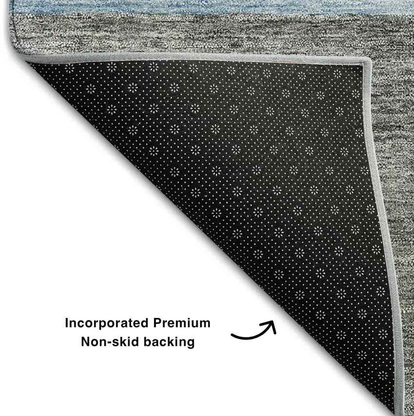 Sky Blue And Gray Geometric Washable Area Rug With UV Protection Photo 6