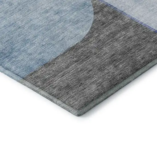 Sky Blue And Gray Geometric Washable Area Rug With UV Protection Photo 7