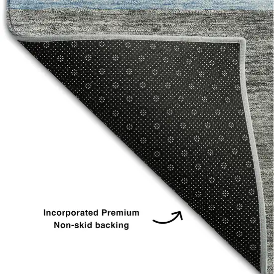 Sky Blue And Gray Geometric Washable Area Rug With UV Protection Photo 6