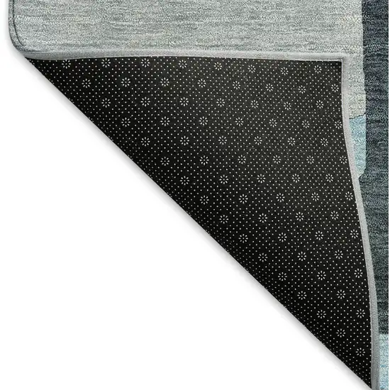 Sky Blue And Gray Geometric Washable Area Rug With UV Protection Photo 6
