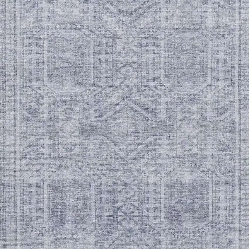 Sky Blue And Gray Geometric Washable Area Rug With UV Protection Photo 3