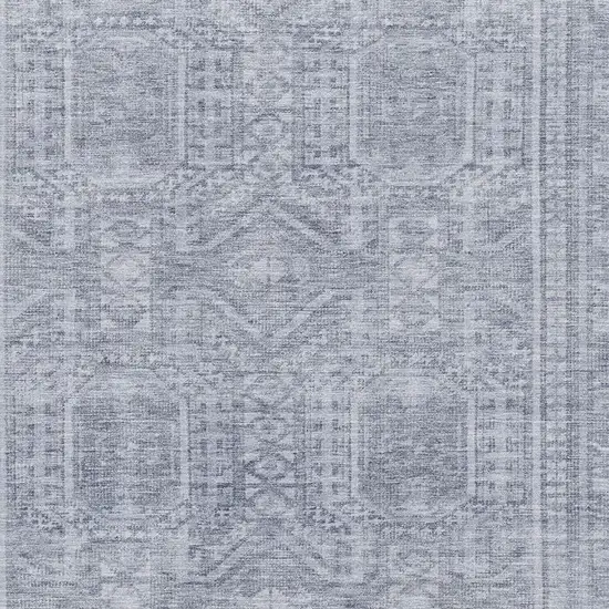 Sky Blue And Gray Geometric Washable Area Rug With UV Protection Photo 3