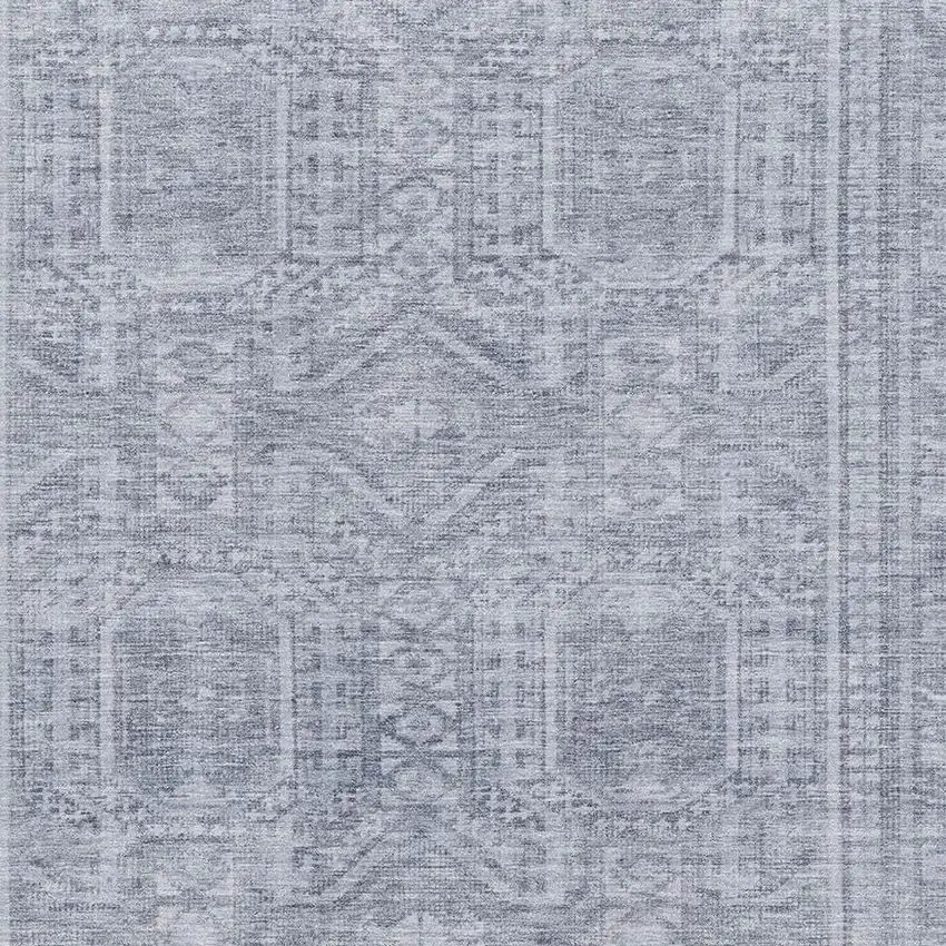 Sky Blue And Gray Geometric Washable Area Rug With UV Protection Photo 3