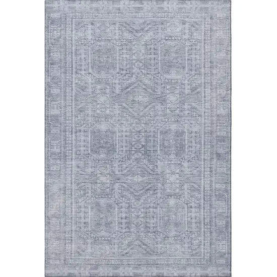 Sky Blue And Gray Geometric Washable Area Rug With UV Protection Photo 4
