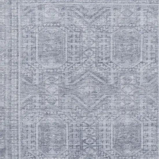 Sky Blue And Gray Geometric Washable Area Rug With UV Protection Photo 3
