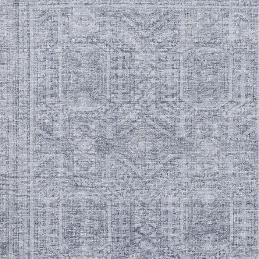 Sky Blue And Gray Geometric Washable Area Rug With UV Protection Photo 3