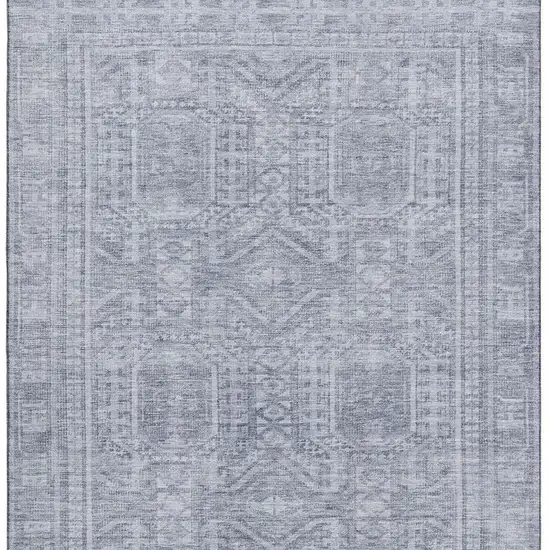 Sky Blue And Gray Geometric Washable Area Rug With UV Protection Photo 4
