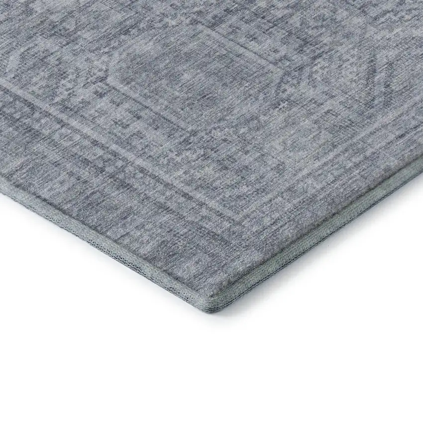 Sky Blue And Gray Geometric Washable Area Rug With UV Protection Photo 8