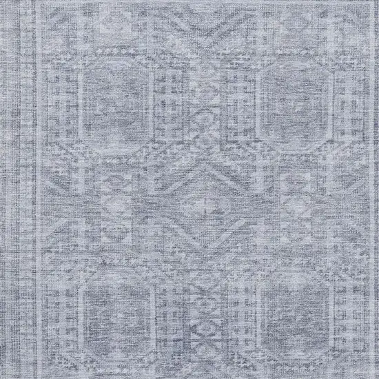 Sky Blue And Gray Geometric Washable Area Rug With UV Protection Photo 3