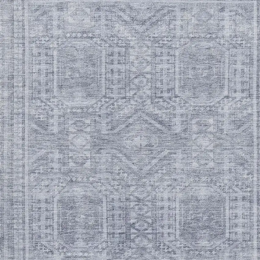 Sky Blue And Gray Geometric Washable Area Rug With UV Protection Photo 3