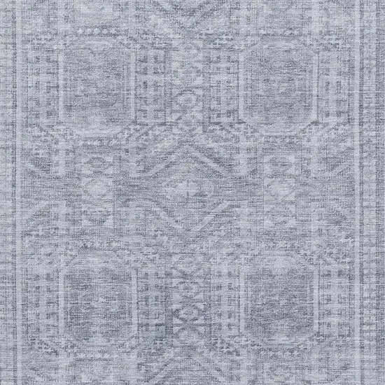 Sky Blue And Gray Geometric Washable Area Rug With UV Protection Photo 3