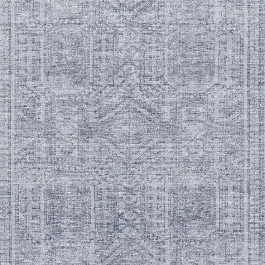 Sky Blue And Gray Geometric Washable Area Rug With UV Protection Photo 3