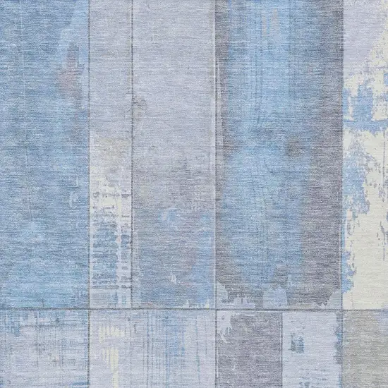 Sky Blue And Gray Geometric Washable Indoor Outdoor Area Rug Photo 3