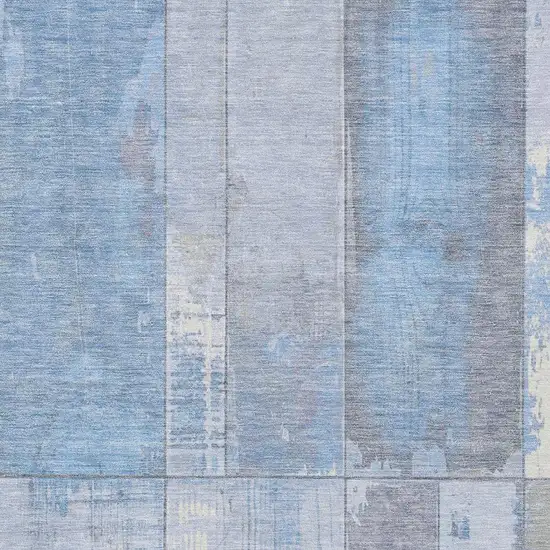 Sky Blue And Gray Geometric Washable Indoor Outdoor Area Rug Photo 3