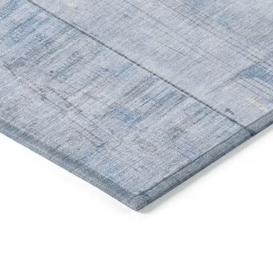 Sky Blue And Gray Geometric Washable Indoor Outdoor Area Rug Photo 9