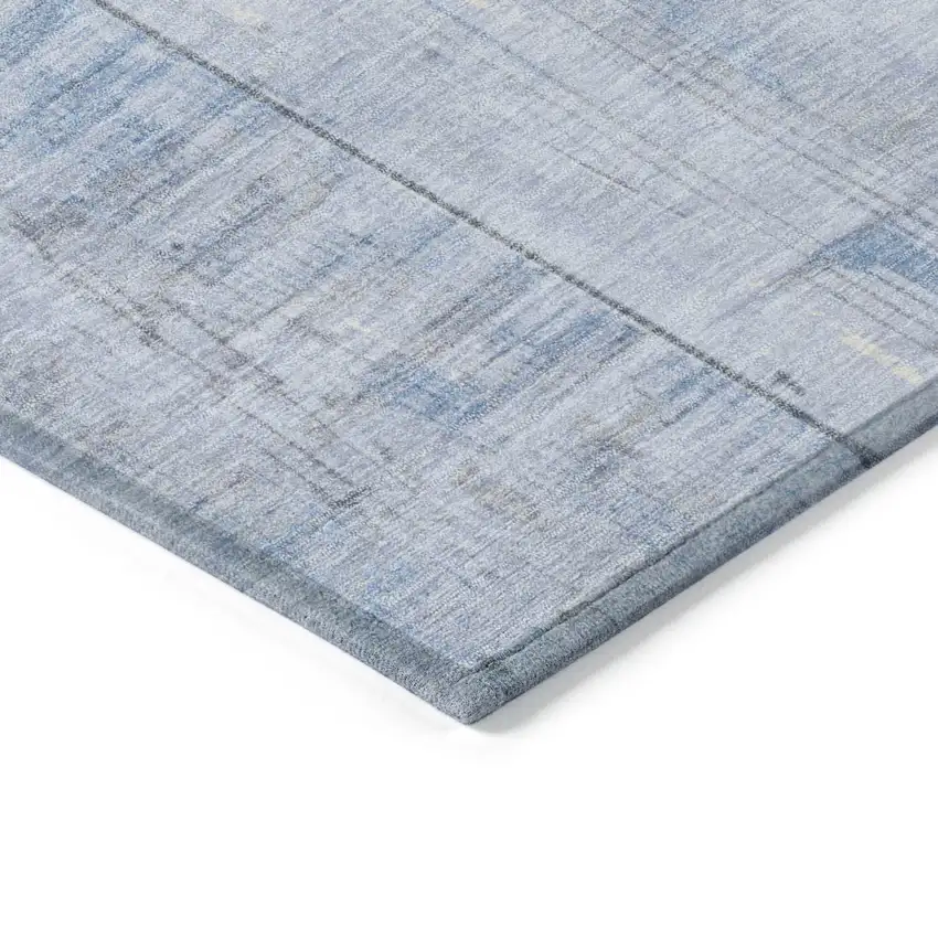 Sky Blue And Gray Geometric Washable Indoor Outdoor Area Rug Photo 8