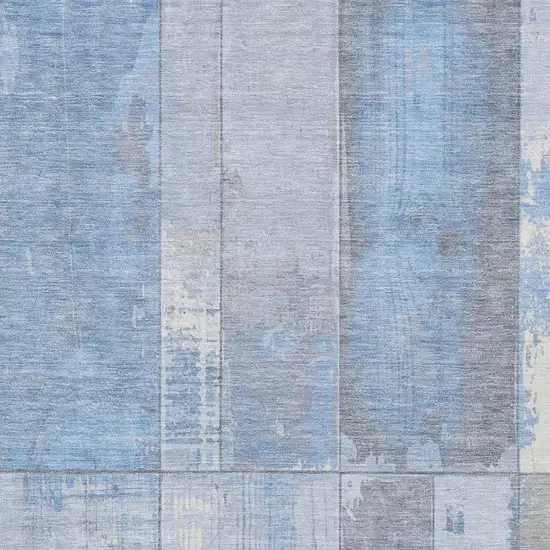 Sky Blue And Gray Geometric Washable Indoor Outdoor Area Rug Photo 9