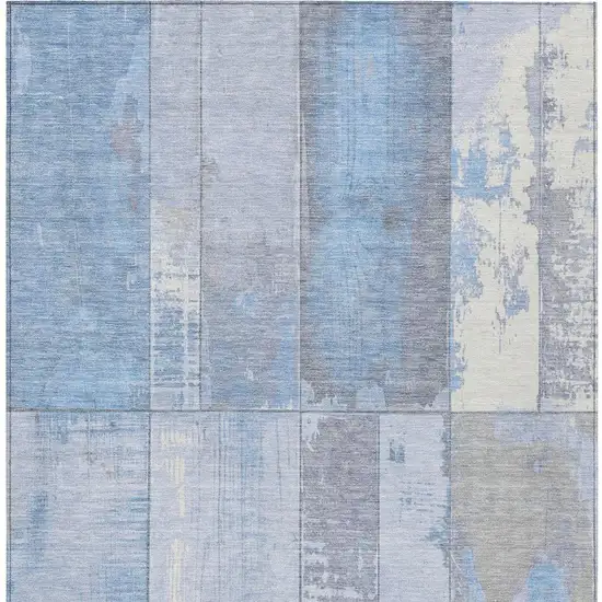 Sky Blue And Gray Geometric Washable Indoor Outdoor Area Rug Photo 3