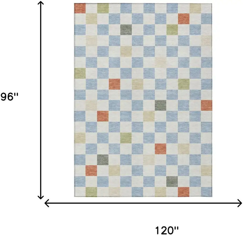 Sky Blue And Gray Geometric Washable Indoor Outdoor Area Rug Photo 9