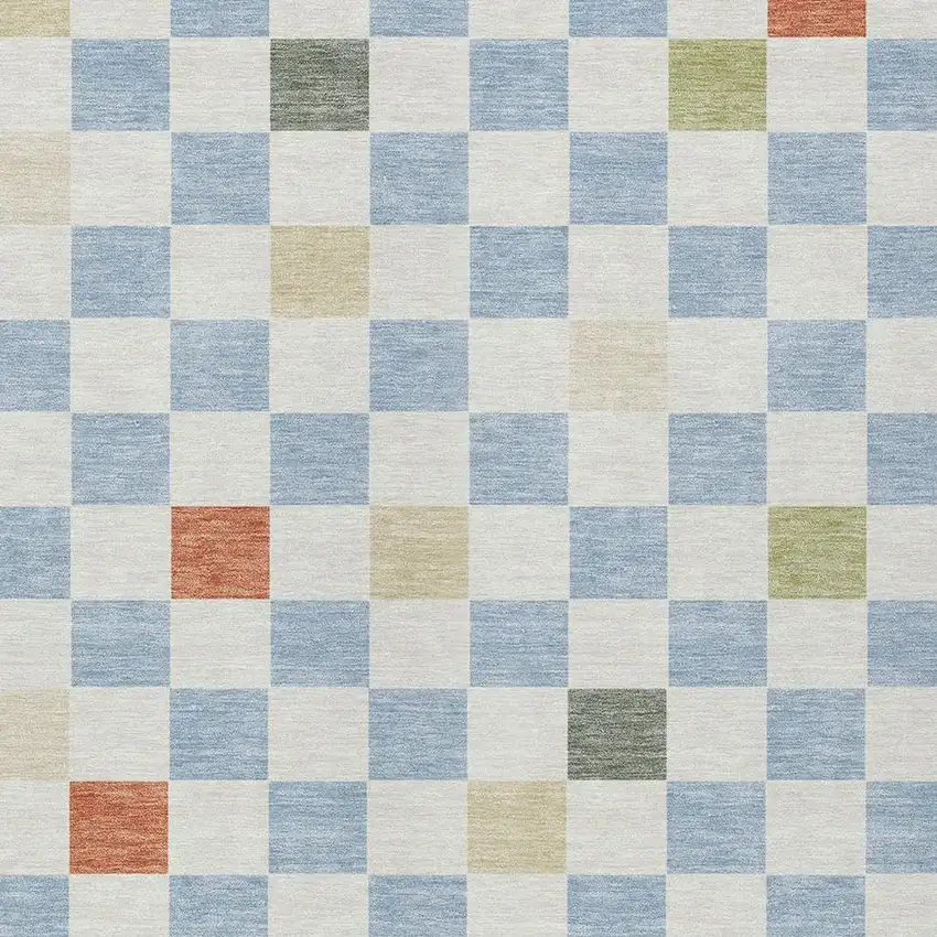 Sky Blue And Gray Geometric Washable Indoor Outdoor Area Rug Photo 5