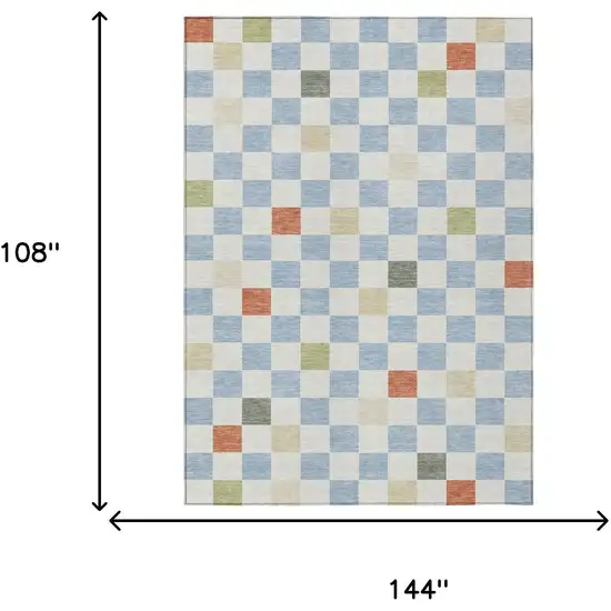 Sky Blue And Gray Geometric Washable Indoor Outdoor Area Rug Photo 9