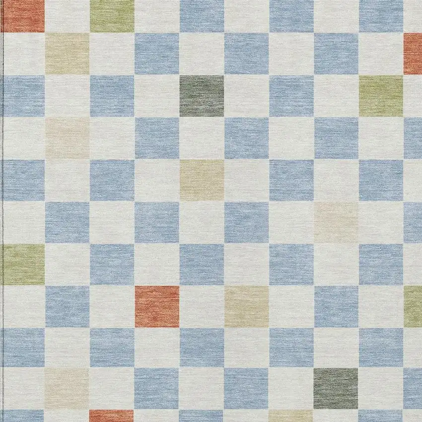 Sky Blue And Gray Geometric Washable Indoor Outdoor Area Rug Photo 3