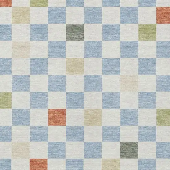 Sky Blue And Gray Geometric Washable Indoor Outdoor Area Rug Photo 5