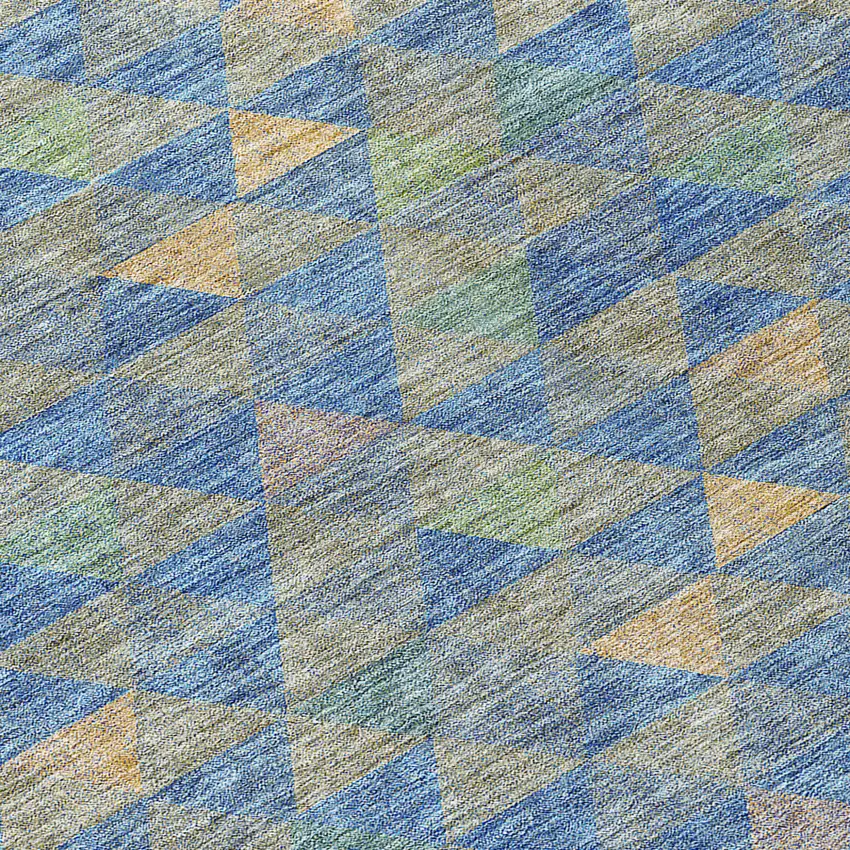 Sky Blue And Gray Geometric Washable Indoor Outdoor Area Rug Photo 7
