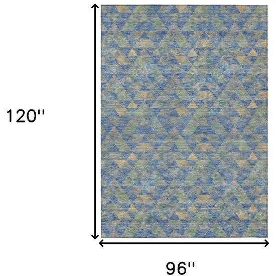 Sky Blue And Gray Geometric Washable Indoor Outdoor Area Rug Photo 3