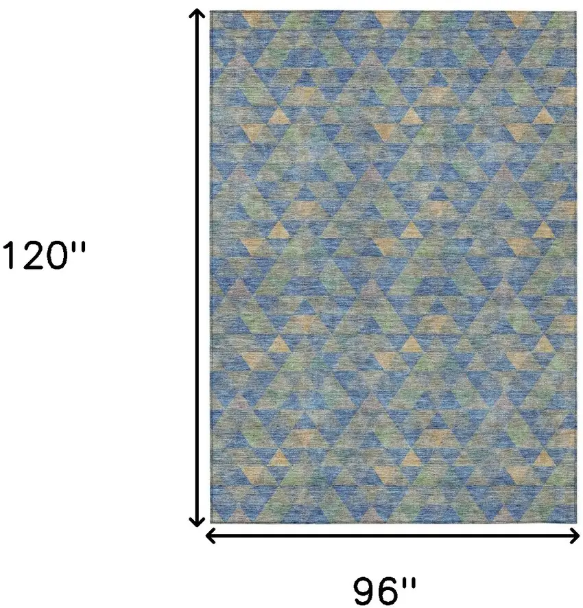 Sky Blue And Gray Geometric Washable Indoor Outdoor Area Rug Photo 3