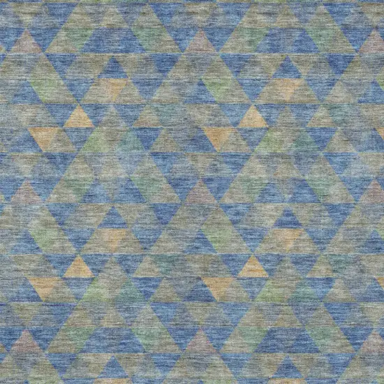 Sky Blue And Gray Geometric Washable Indoor Outdoor Area Rug Photo 6