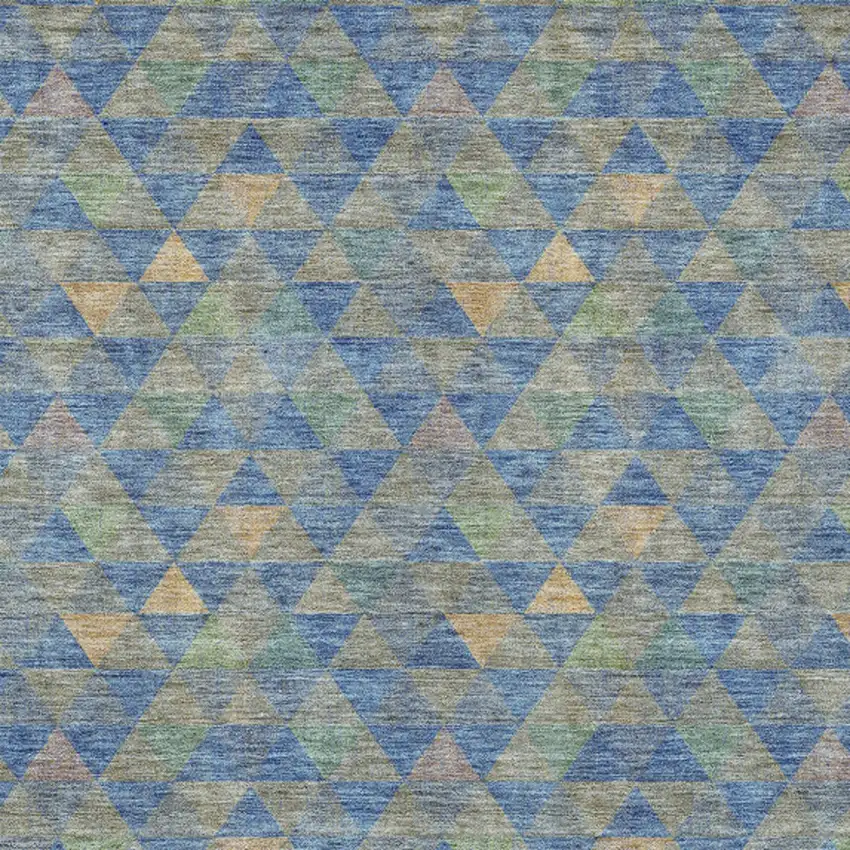 Sky Blue And Gray Geometric Washable Indoor Outdoor Area Rug Photo 6