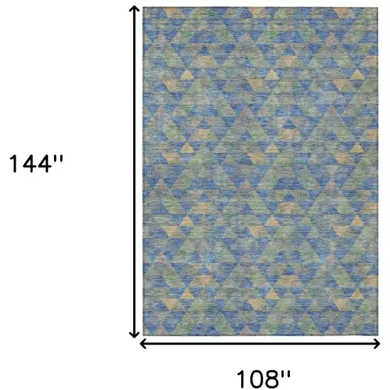 Sky Blue And Gray Geometric Washable Indoor Outdoor Area Rug Photo 3