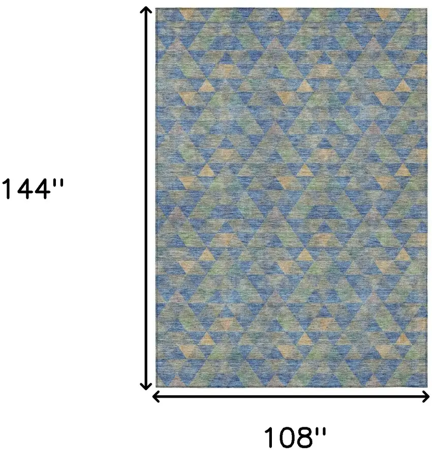 Sky Blue And Gray Geometric Washable Indoor Outdoor Area Rug Photo 3
