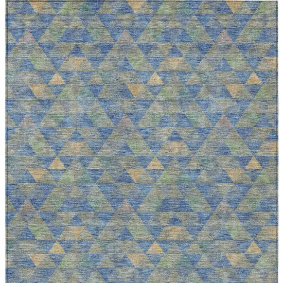 Sky Blue And Gray Geometric Washable Indoor Outdoor Area Rug Photo 4