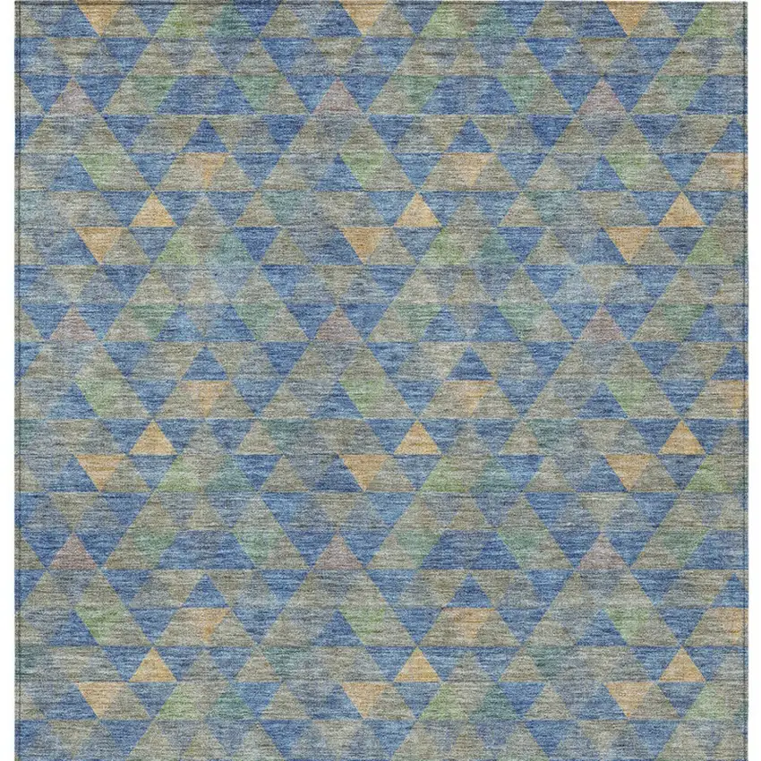 Sky Blue And Gray Geometric Washable Indoor Outdoor Area Rug Photo 4