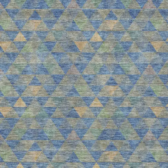 Sky Blue And Gray Geometric Washable Indoor Outdoor Area Rug Photo 6