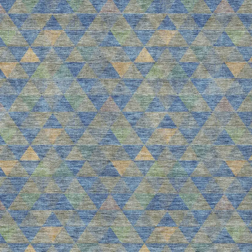 Sky Blue And Gray Geometric Washable Indoor Outdoor Area Rug Photo 6