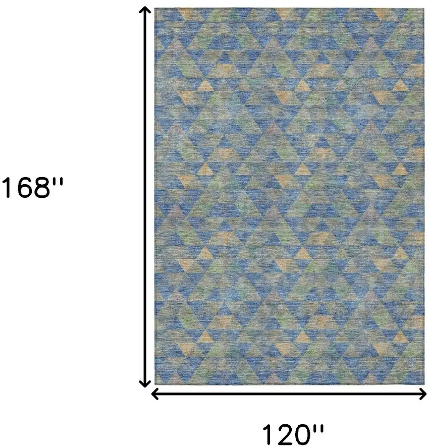 Sky Blue And Gray Geometric Washable Indoor Outdoor Area Rug Photo 3