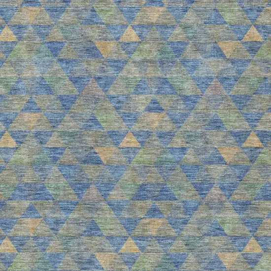 Sky Blue And Gray Geometric Washable Indoor Outdoor Area Rug Photo 6