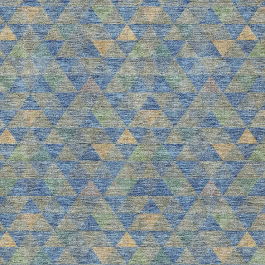 Sky Blue And Gray Geometric Washable Indoor Outdoor Area Rug Photo 6
