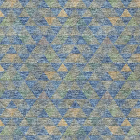Sky Blue And Gray Geometric Washable Indoor Outdoor Area Rug Photo 7