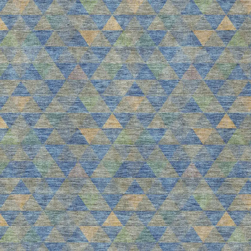 Sky Blue And Gray Geometric Washable Indoor Outdoor Area Rug Photo 7